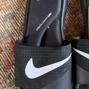 Nike Black Slides with White Logo